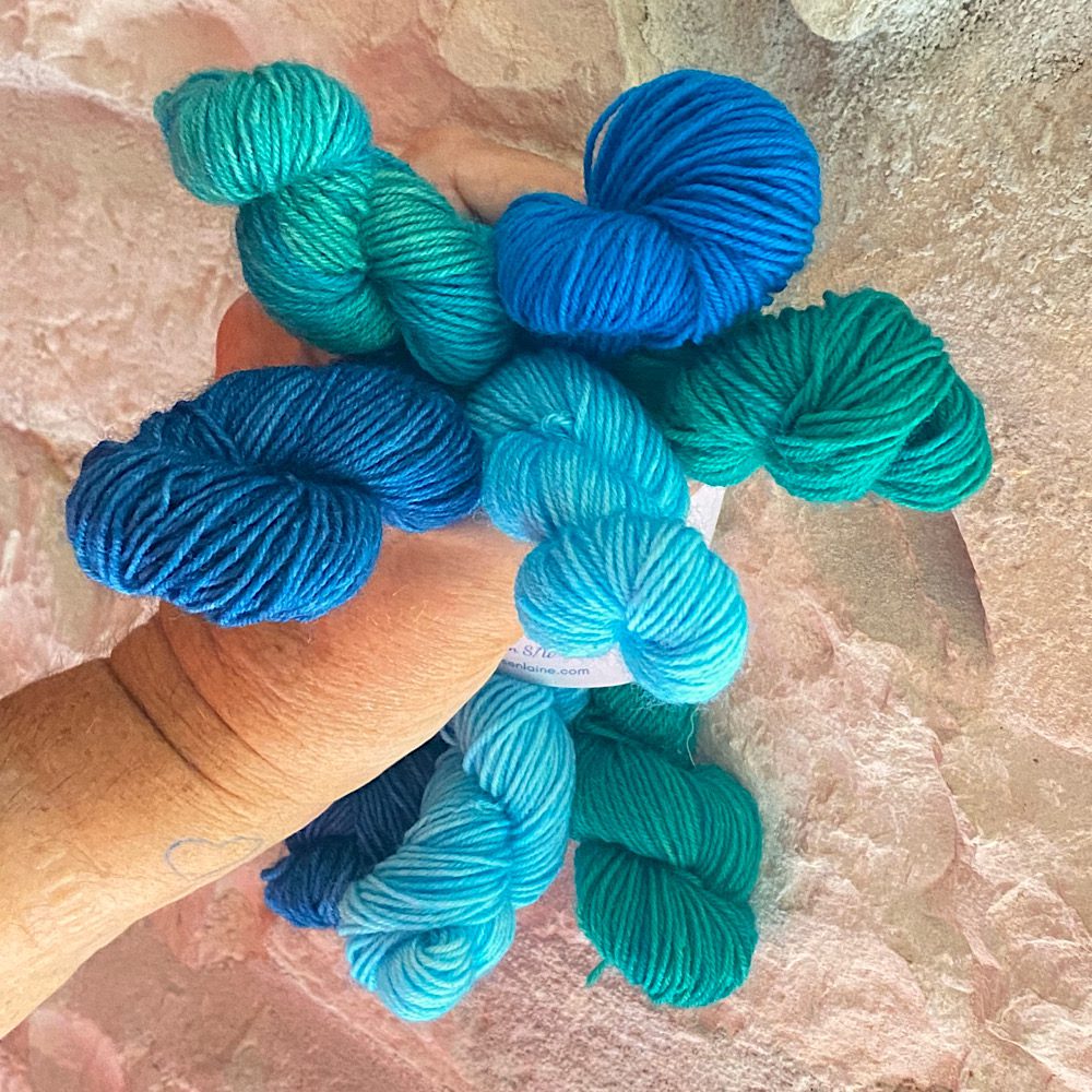 BFL 4 Ply Mini-Sets in blues and greens