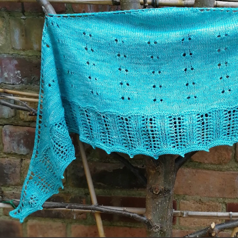 East Beach Shawl from Knitting Pattern in Turquoise