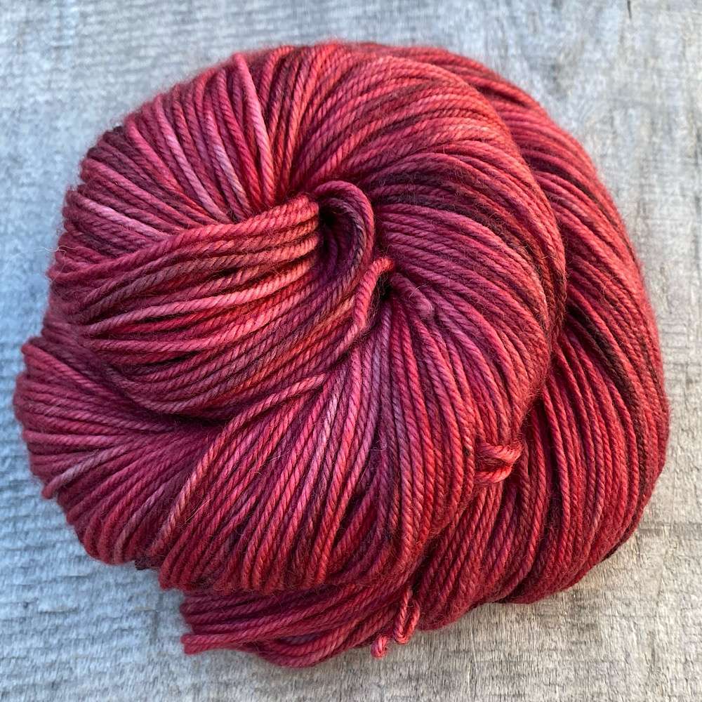 A swirl of hand dyed MCN in 'Red Jasper' colourway.